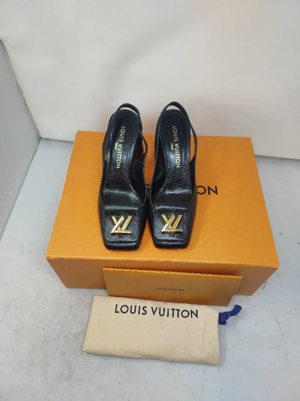 Louis Vuitton LV Logo Black Shake Slingback Pump